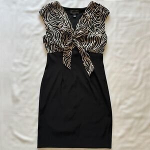 Connected Apparel 2000s Y2K Black & Zebra Print Sleeveless‎ Mini Dress Bow Sz 6